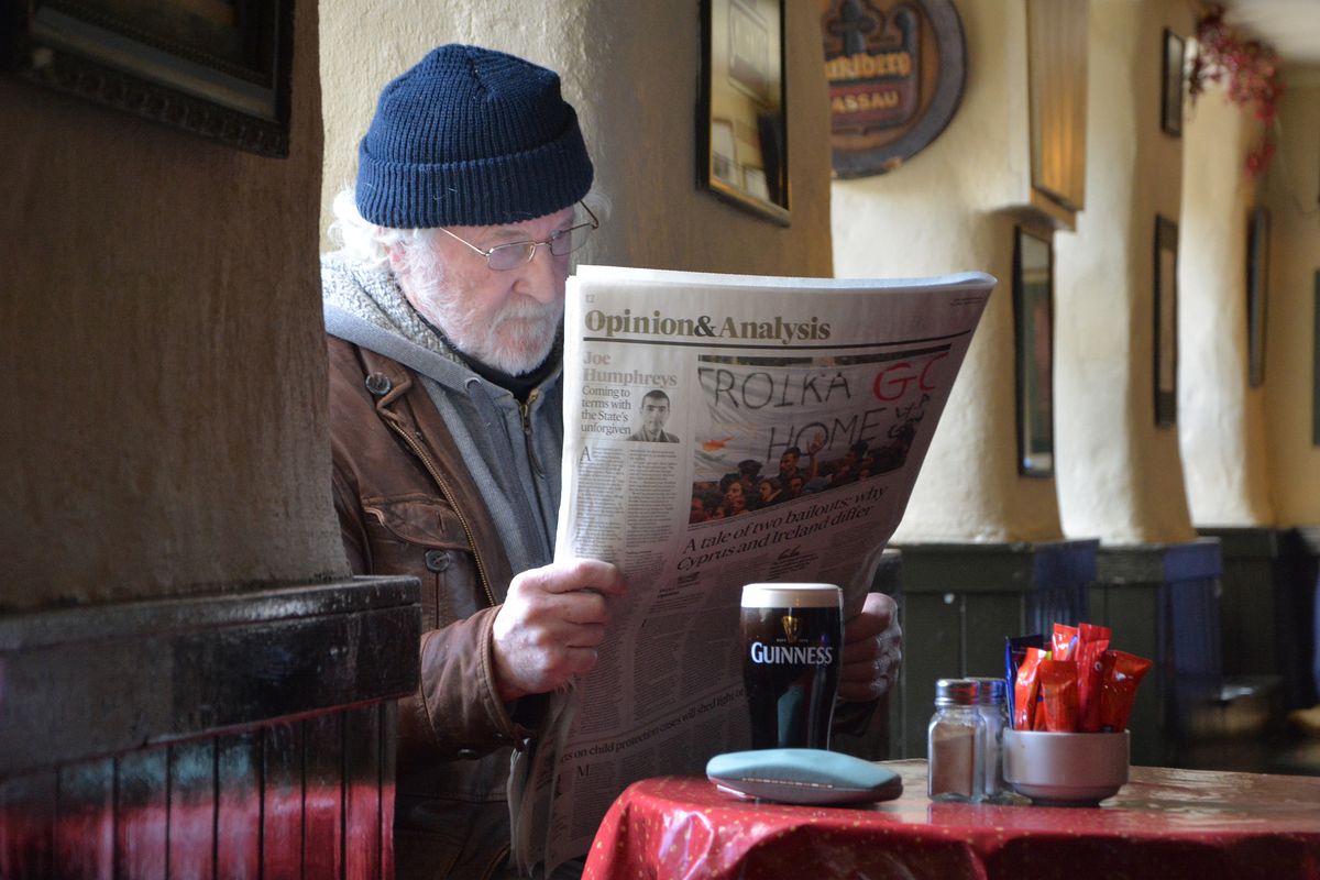 Portrait of a customer. Taken in a rural Irish pub. 