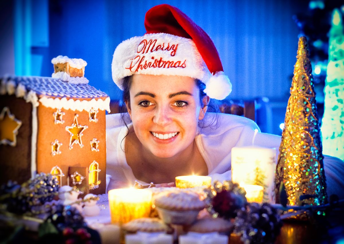 My daughter eyeing up the goodies on our table decoration. 