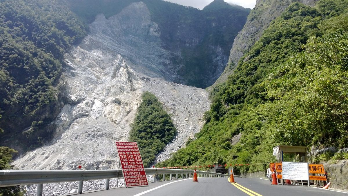 The road was blocked due to a mountain slide